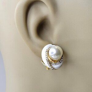 White Pearl and Crystal Earrings